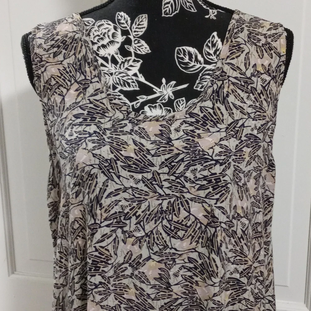 🖤VTG Flax by Jeanne Engelhart🖤 - Black/Tan Floral Print Sleeveless Dress - Picture 8 of 14